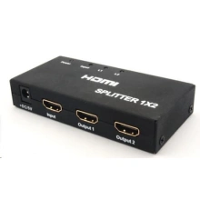 PremiumCord HDMI splitter 1-2 portov kovový s napájaním, 4K, FULL HD, 3D