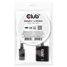 Club3D adaptér DisplayPort 1.1a - VGA, M/F, WUXGA@60Hz, aktivní, 23cm, černá