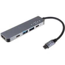 FIXED USB-C aluminium hub 5v1, grey