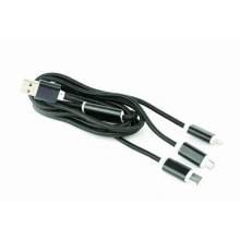 Gembird kabel USB A Male/Micro B + Type-C + Lightning, 1m, silver
