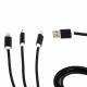 Gembird kabel USB A Male/Micro B + Type-C + Lightning, 1m, silver