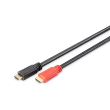 Digitus kabel HDMI - HDMI, M/M, pozlacené konektory, s aktivním zesílením, 15m, černá
