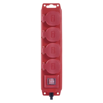 Kabel prodlužovací EMOS 4x zásuvka, vypínač, guma-neopren, 5m (P14151) černá/červená